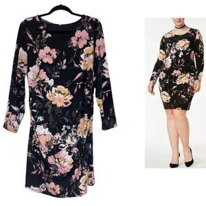 Size 3X 22 24 FLORAL PRINT RUCHED‎ SHEATH DRESS Day/Evening All-Season PLUS SIZE